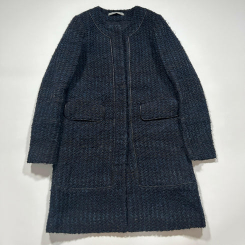 theory luxe セオリーリュクス ミックスツイード ノーカラーコート.