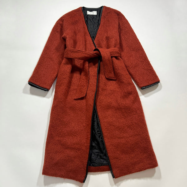 CITY モヘヤ キルティング シャギー ロングコート ベルト付き.