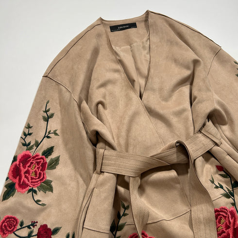 ZARA フラワー刺繍 コート ガウン 薔薇 ローズ.