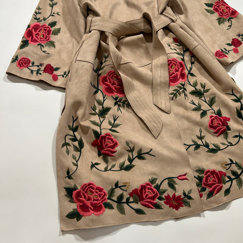 ZARA フラワー刺繍 コート ガウン 薔薇 ローズ.