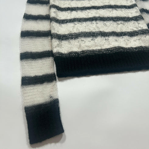 N°21 ヌメロヴェントゥーノ 総レース ボーダー モヘヤ ニット.