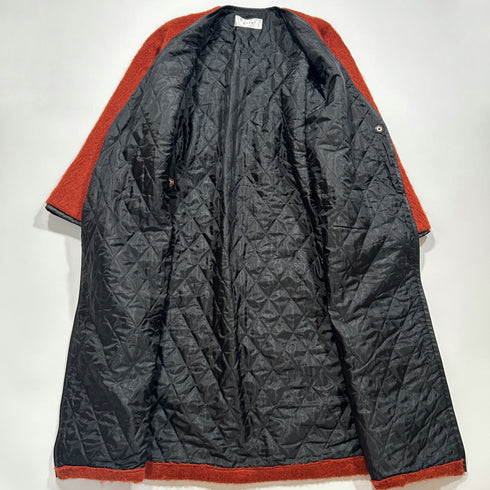 CITY モヘヤ キルティング シャギー ロングコート ベルト付き.