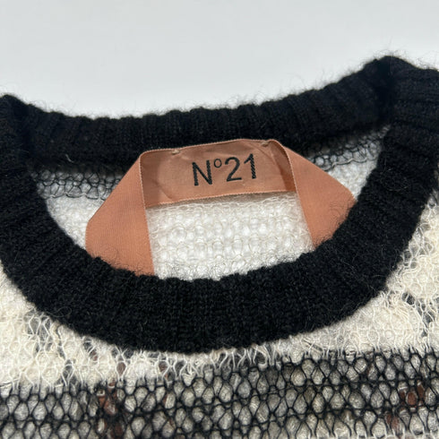 N°21 ヌメロヴェントゥーノ 総レース ボーダー モヘヤ ニット.