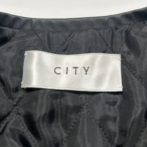 CITY モヘヤ キルティング シャギー ロングコート ベルト付き.