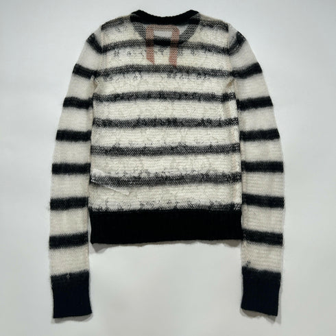 N°21 ヌメロヴェントゥーノ 総レース ボーダー モヘヤ ニット.