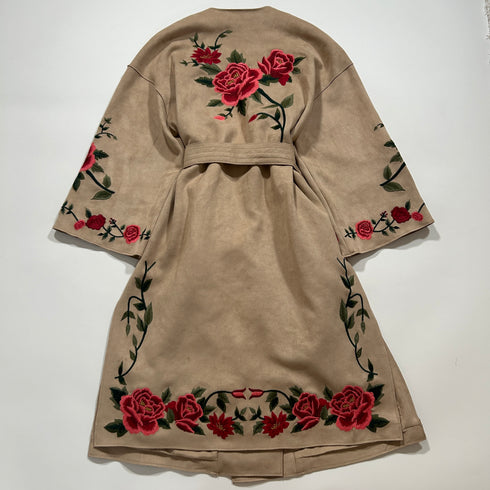 ZARA フラワー刺繍 コート ガウン 薔薇 ローズ.