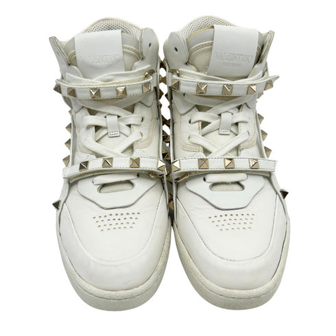 VALENTINO GARAVANI ヴァレンティノ ガラヴァーニ ストラップ スタッズ ハイカット レザー スニーカー 36.5 ホワイト