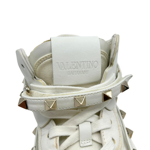 VALENTINO GARAVANI ヴァレンティノ ガラヴァーニ ストラップ スタッズ ハイカット レザー スニーカー 36.5 ホワイト