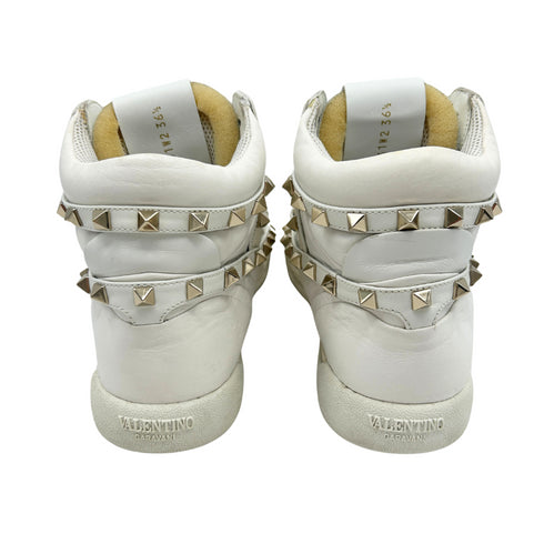 VALENTINO GARAVANI ヴァレンティノ ガラヴァーニ ストラップ スタッズ ハイカット レザー スニーカー 36.5 ホワイト