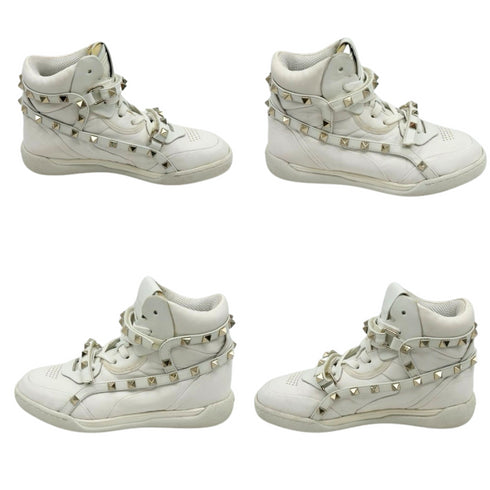 VALENTINO GARAVANI ヴァレンティノ ガラヴァーニ ストラップ スタッズ ハイカット レザー スニーカー 36.5 ホワイト
