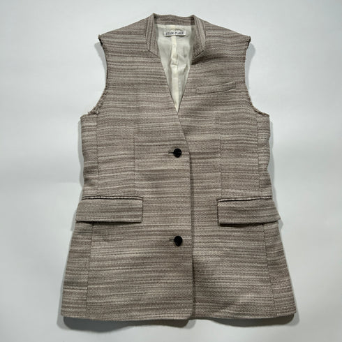 RIAM PLAGE リアムプラージュ ノースリーブジャケット ベスト ジレ 36 リネン ウール