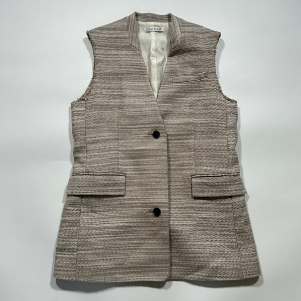 RIAM PLAGE リアムプラージュ ノースリーブジャケット ベスト ジレ 36 リネン ウール