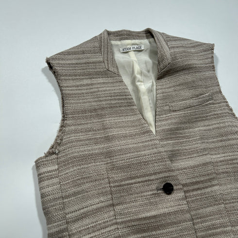 RIAM PLAGE リアムプラージュ ノースリーブジャケット ベスト ジレ 36 リネン ウール