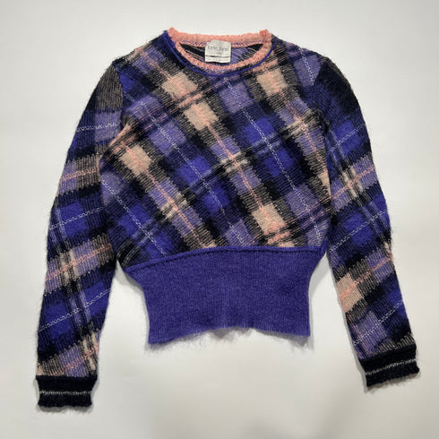 forte_forte フォルテフォルテ モヘア ニット セーター 1 チェック パープル ピンクベージュ