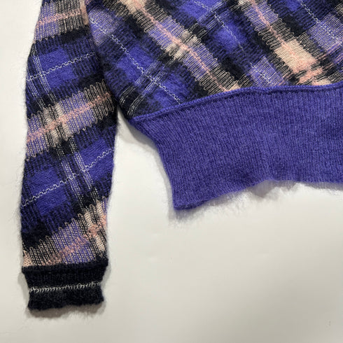 forte_forte フォルテフォルテ モヘア ニット セーター 1 チェック パープル ピンクベージュ