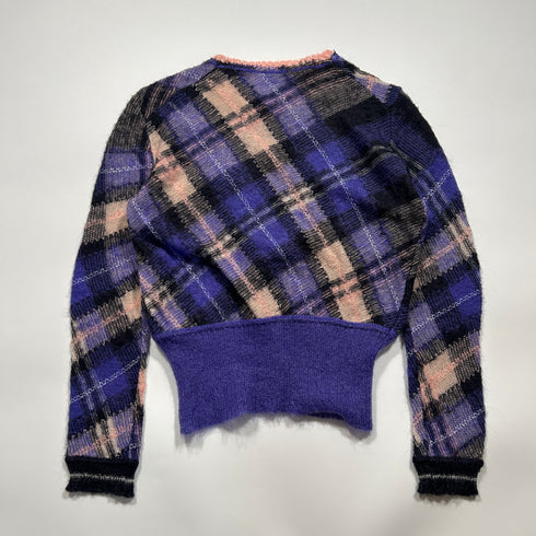 forte_forte フォルテフォルテ モヘア ニット セーター 1 チェック パープル ピンクベージュ