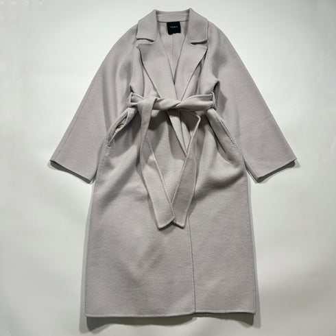 N.O.R.C ノーク ベルト ロングコート ガウン ピンクベージュ 上品 大人 フレア リボン コート