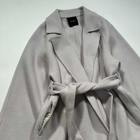 N.O.R.C ノーク ベルト ロングコート ガウン ピンクベージュ 上品 大人 フレア リボン コート