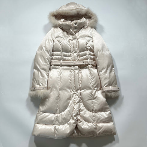 TO BE CHIC トゥービーシック リアルファー ダウンコート ベルト フレア 上品 大人 40