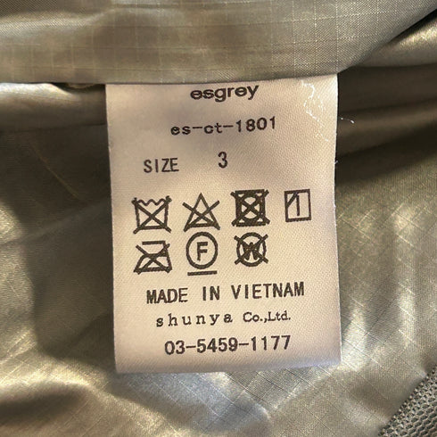 esgrey セグレイ キルティング ロングコート フィールドコート ブラック サイドジップ 3