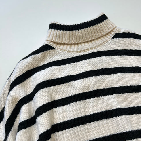 CINOH チノ ドゥーズィエムクラス 取扱い ボーダー ハイネック ニット セーター ワイド オーバーサイズ FREE