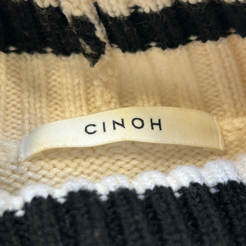 CINOH チノ ドゥーズィエムクラス 取扱い ボーダー ハイネック ニット セーター ワイド オーバーサイズ FREE