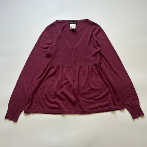 agnis b. アニエスべー シルク カシミヤ カーディガン フレア パープル ニット