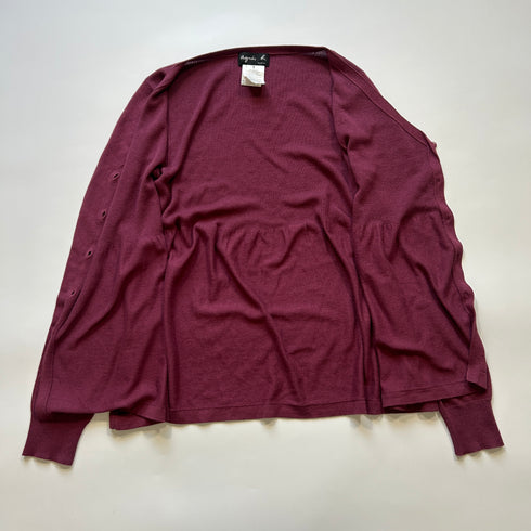 agnis b. アニエスべー シルク カシミヤ カーディガン フレア パープル ニット