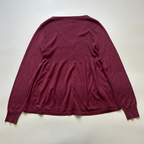 agnis b. アニエスべー シルク カシミヤ カーディガン フレア パープル ニット