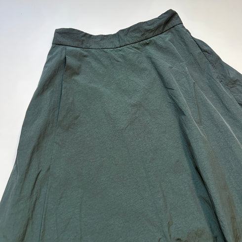 ATON エイトン ナイロン ロングスカート フレアスカート 2 グリーン