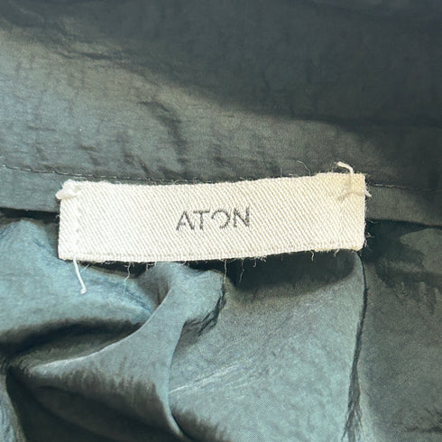 ATON エイトン ナイロン ロングスカート フレアスカート 2 グリーン