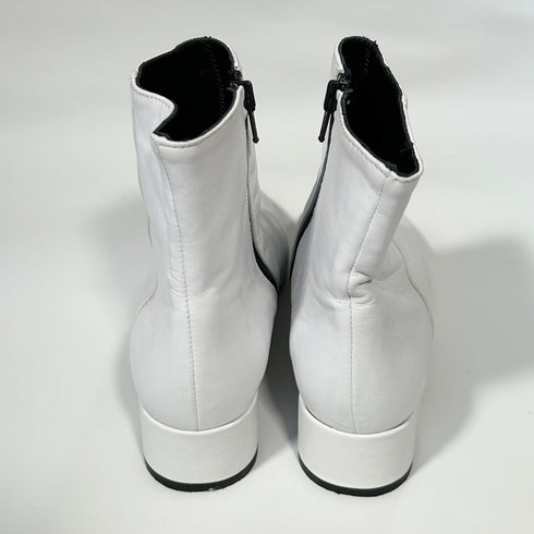 FABIO RUSCONI ファビオルスコーニ サイドジップ レザー ヒール ホワイト ブーツ 37