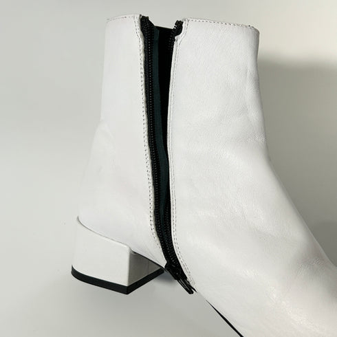 FABIO RUSCONI ファビオルスコーニ サイドジップ レザー ヒール ホワイト ブーツ 37