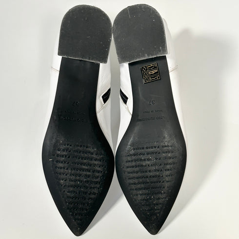 FABIO RUSCONI ファビオルスコーニ サイドジップ レザー ヒール ホワイト ブーツ 37