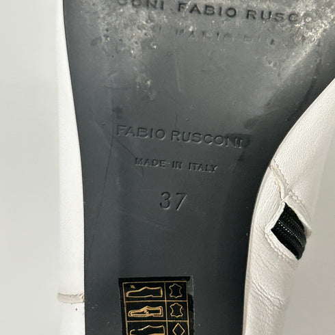 FABIO RUSCONI ファビオルスコーニ サイドジップ レザー ヒール ホワイト ブーツ 37