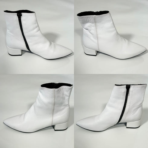 FABIO RUSCONI ファビオルスコーニ サイドジップ レザー ヒール ホワイト ブーツ 37