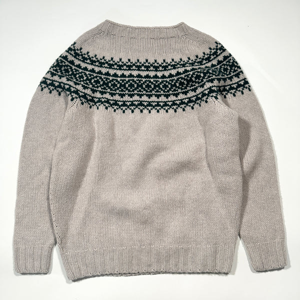 Morris&Sons モリスアンドサンズ ノルディック柄ニット セーター クルーネック アイボリー × グリーン 36 Mサイズ