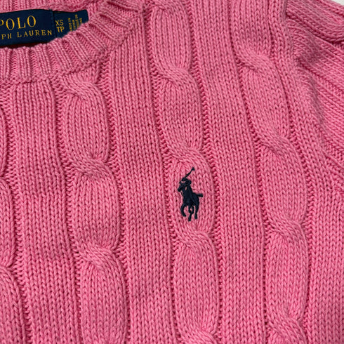 Polo Ralph Lauren ポロラルフローレン 半袖 ケーブル ニット ピンク XS