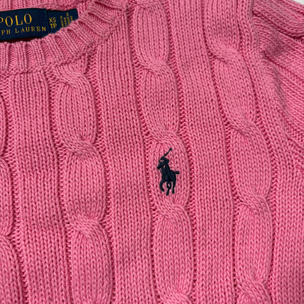 Polo Ralph Lauren ポロラルフローレン 半袖 ケーブル ニット ピンク XS