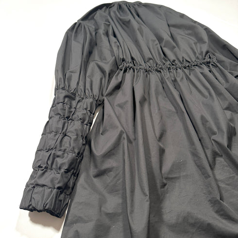 HYKE ハイクシャツワンピースBALLOON SLEEVE SHIRT DRESS バルーンスリーブ ギャザー マキシ丈 ブラック