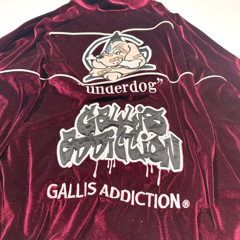 GALFY ガルフィー セットアップ ベロア トラックスーツ トラックジャケット トラックパンツ レッド ボルドー ベルベット ジャージ 刺繍 XL 大型犬 やんちゃ系 Y2K