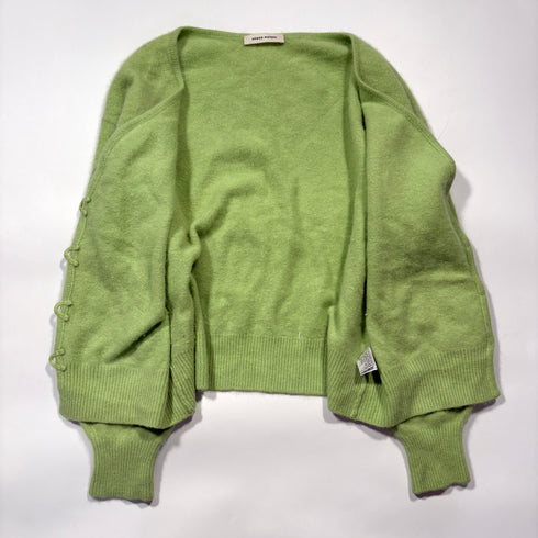 AEWEN MATOPH イウエンマトフ ラクーンファー カーディガン ゆったり ふわふわ ニット グリーン