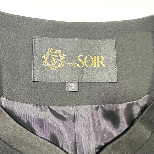 東京ソワール ウォッシャブル機能付き 通年使い ロングジャケット コート フォーマル ロング ノーカラージャケット ブラック 13号 XL