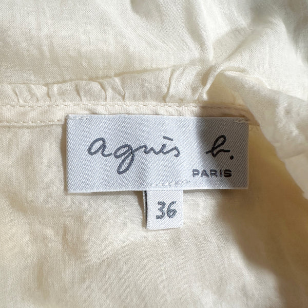 agnes.b アニエスべー ビッグカラー シアー シャツ ブラウス リボン シフォン