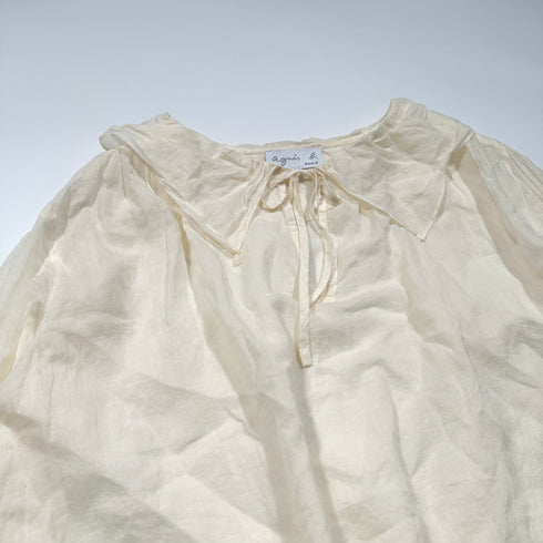 agnes.b アニエスべー ビッグカラー シアー シャツ ブラウス リボン シフォン