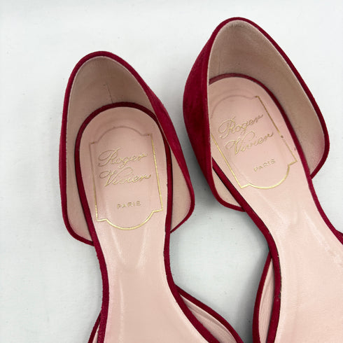 ROGER VIVIER ロジェヴィヴィエ フラットパンプス ベロア リボン レッド 35