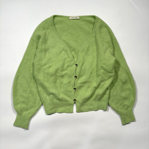 AEWEN MATOPH イウエンマトフ ラクーンファー カーディガン ゆったり ふわふわ ニット グリーン