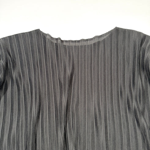 PLEATS PLEASE プリーツプリーズ イッセイミヤケ プリーツ ワンピース チュニック 半袖 オーバーサイズ ワイドサイズ ゆったり 大きめ グレー 灰色 美品 Lサイズ