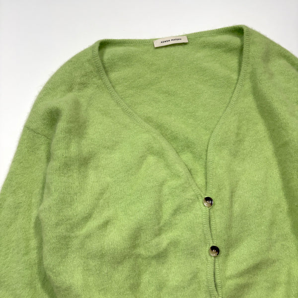 AEWEN MATOPH イウエンマトフ ラクーンファー カーディガン ゆったり ふわふわ ニット グリーン