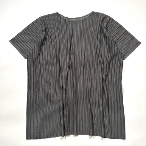 PLEATS PLEASE プリーツプリーズ イッセイミヤケ プリーツ ワンピース チュニック 半袖 オーバーサイズ ワイドサイズ ゆったり 大きめ グレー 灰色 美品 Lサイズ